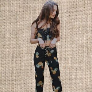 Two piece vacation pants set crop top